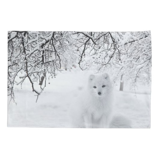 sneeuwfox in winterBossen Kussensloop (Achterkant)