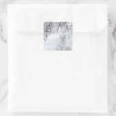 sneeuwfox in winterBossen Vierkante Sticker (Tas)