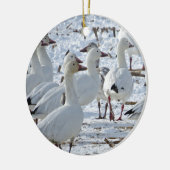 Sneeuwganzen op Cornfield (Winter) Keramisch Ornament (Links)