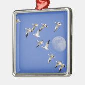 Sneeuwganzen vliegen op het NWR-meer van Freezeout Metalen Ornament (Links)