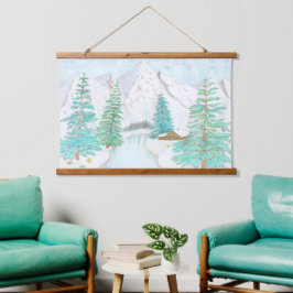 Sneeuwgebergte Hangend Wandkleed
