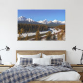 Sneeuwgebonden Morant's Curve en Bow River Canvas Afdruk (Insitu (Slaapkamer))