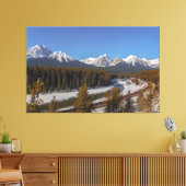 Sneeuwgebonden Morant's Curve en Bow River Canvas Afdruk (Insitu (Woonkamer))