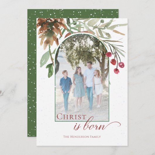 Sneeuwgeboren Christus Religieuze Kerst Foto Feestdagenkaart (Voorkant / Achterkant)