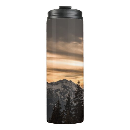 SNEEUWGEDEKTE MOUNTAIN TIJDENS SUNSET THERMOSBEKER (Voorkant)