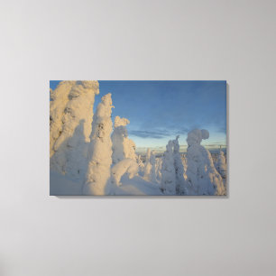 Sneeuwgeesten bij zonsondergang op Whitefish Mount Canvas Afdruk