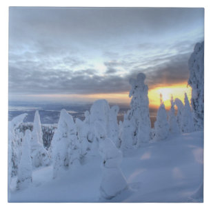 Sneeuwgeesten bij zonsondergang op Whitefish Mount Tegeltje