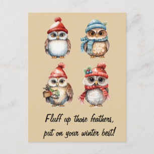 Sneeuwgeesten: Uilen in de winter warmte Briefkaart