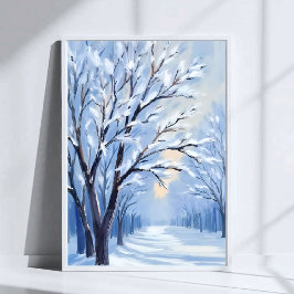 Sneeuwgekoesterd Bos | Winter Watercolor Schilderi Poster