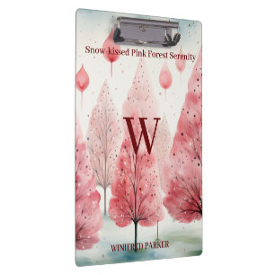 Sneeuwgekust Roze Winter Bos Serenity Monogram Klembord