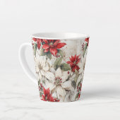 Sneeuwgekuste Elegance Wit en Rood Poinsettia Latte Mok (Linkerhoek)