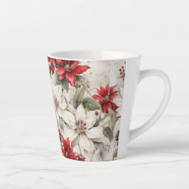 Sneeuwgekuste Elegance Wit en Rood Poinsettia Latte Mok