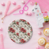 Sneeuwgekuste Elegance Wit en Rood Poinsettia Papieren Bordje (Feest)