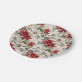 Sneeuwgekuste Elegance Wit en Rood Poinsettia Papieren Bordje (Gekanteld)