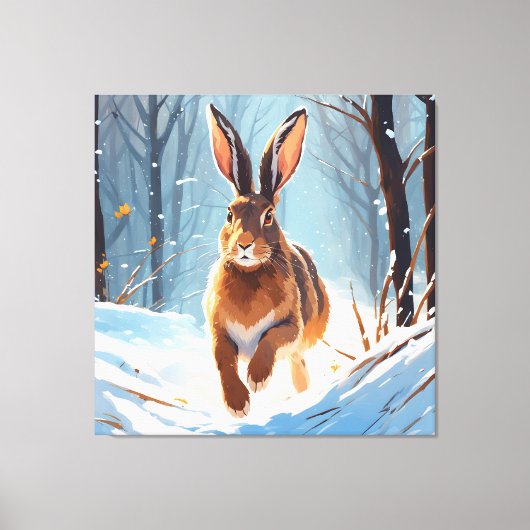 Sneeuwgekuste Feestvreugde: De Hazenren Canvas Afdruk (Voorkant)