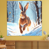 Sneeuwgekuste Feestvreugde: De Hazenren Canvas Afdruk (Insitu (Woonkamer))