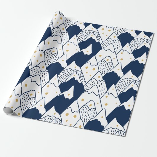 Sneeuwgemak van het zwarte patroon van het bergpat cadeaupapier (Uitgerold)