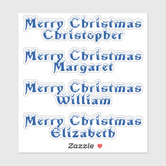Sneeuwgemapelde blauwe typografie Vrolijk kersttek Sticker (Vel)