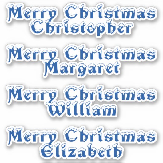 Sneeuwgemapelde blauwe typografie Vrolijk kersttek Sticker (Voorkant)