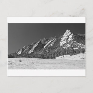 Sneeuwgestookte flatirons Boulder CO Panorama BW Briefkaart