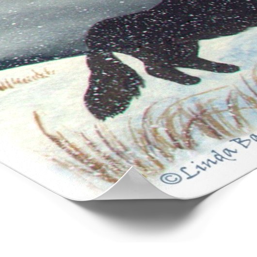 Sneeuwgestookte Wolf Waterverf schilderen Poster (Hoek)