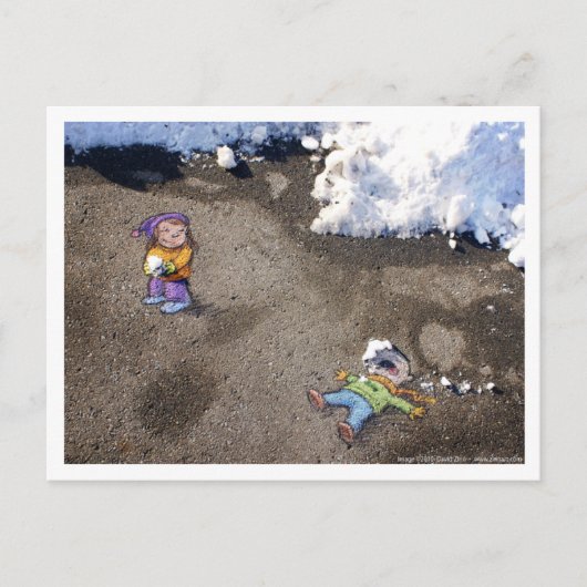 sneeuwgevecht briefkaart (Voorkant)