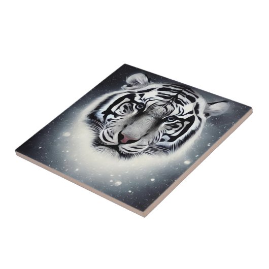 Sneeuwgloeiwitte tijger tegeltje (Zijkant)