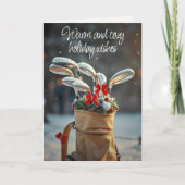 Sneeuwgolf winterseizoen wensen feestdagen kaart (Voorkant)