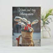 Sneeuwgolf winterseizoen wensen feestdagenkaart (Staand voorkant)