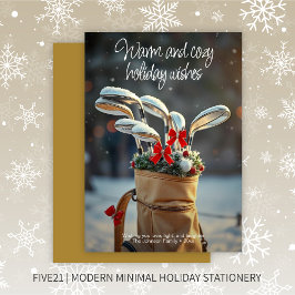 Sneeuwgolf winterseizoen wensen · Goud Feestdagenkaart