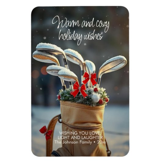 Sneeuwgolf winterseizoen wensen magneet (Verticaal)