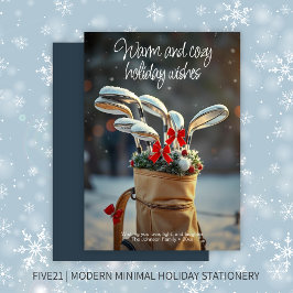 Sneeuwgolf winterseizoen wensen · Navy Blue Feestdagenkaart