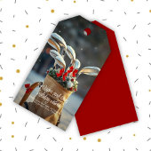 Sneeuwgolf winterseizoen wensen · Rood Cadeaulabel