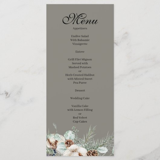 Sneeuwgroen Evenementenmenu Menu (Voorkant)