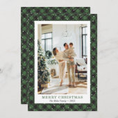 Sneeuwgroene geruite foto Merry Christmas Kaart (Voorkant / Achterkant)