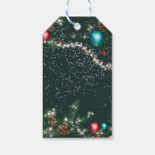 Sneeuwgroene kerstverlichting pijnbomen cadeaulabel (Achterkant)