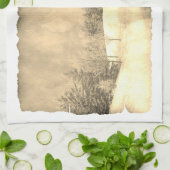  sneeuwgroene winterscène op het perkament theedoek (Gevouwen)