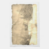  sneeuwgroene winterscène op het perkament theedoek (Verticaal)