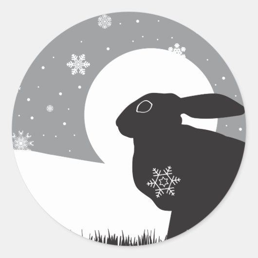 SNEEUWHAAS RONDE STICKER (Voorkant)