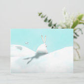 Sneeuwhare en feestdag bedankkaart (Staand voorkant)