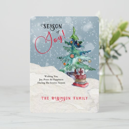 Sneeuwhemel in de Waterverf van Joy Feestdagenkaart (Staand voorkant)