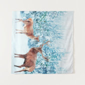 Sneeuwherten Familie Winter Scène Wandkleed (Voorkant (horizontaal))