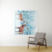 Sneeuwherten Familie Winter Scène Wandkleed (In Situ (horizontaal))