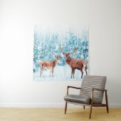 Sneeuwherten Familie Winter Scène Wandkleed (In situ)