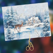 Sneeuwherten in het bos bij Lake House in de winte Tissuepapier