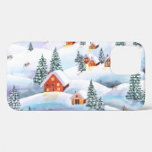 Sneeuwheuvels, huizen: waterverf landschap Case-Mate iPhone case (Achterkant (horizontaal))