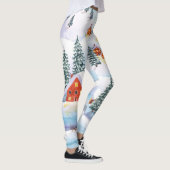Sneeuwheuvels, huizen: waterverf landschap leggings (Rechts)