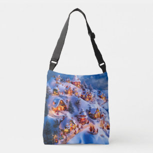 Sneeuwheuvels Whimsical Kerstmisdorp Crossbody Tas