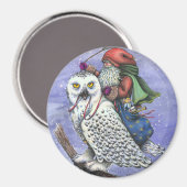 Sneeuwhoen en Santa CHRISTMAS MAGNET Fantasy (Voorkant / Achterkant)