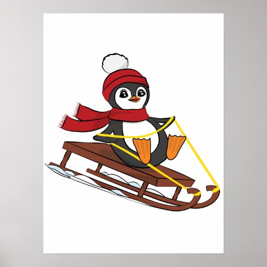 Sneeuwhoes Pinguïn Cute Animals Winter Poster (Voorkant)